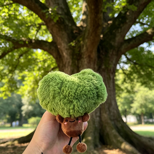 Cute Tree Plush Keychain view 2